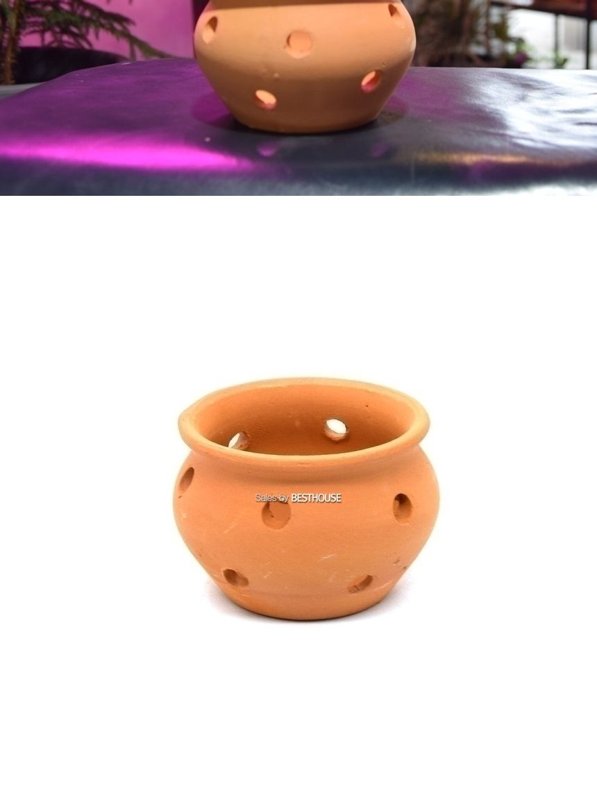 황토빛 공중걸이 식물용 타공 토분 단지형 11x8cm/토분/공중걸이토분/타공토분/단지형토분/장식화분/식물화