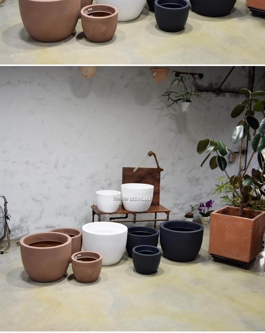 (물구멍타공(단순변심불가)-화이트) 이탈리아 니콜리 단지형 PE 대형화분.R3850 50x37cm/대형화분/플라스틱