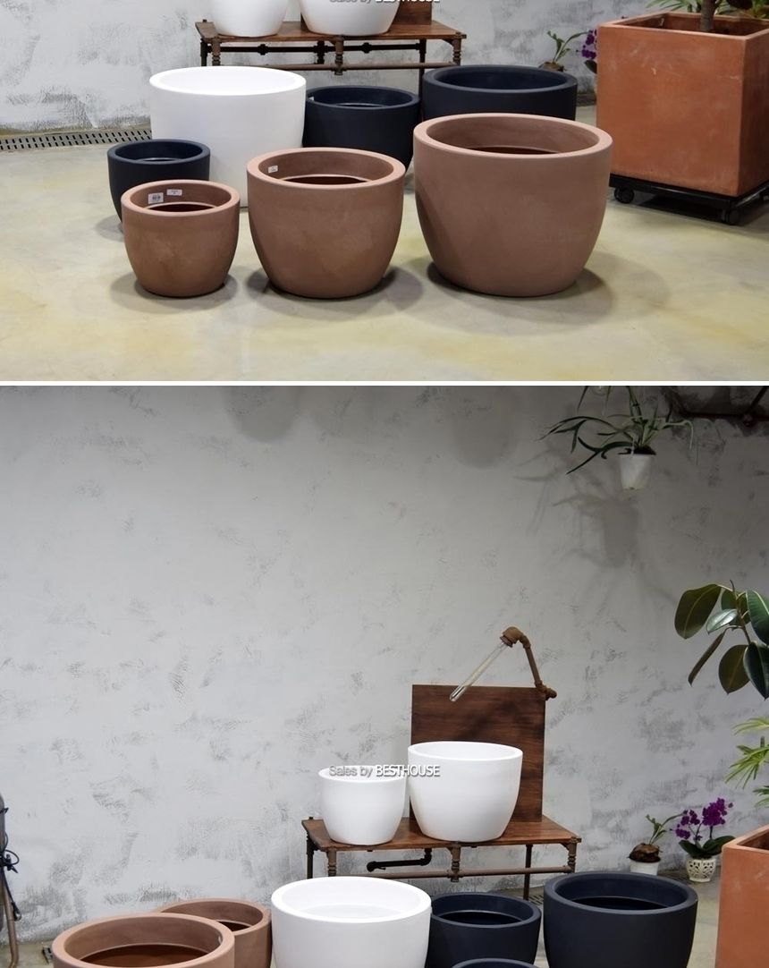 (물구멍타공(단순변심불가)-화이트) 이탈리아 니콜리 단지형 PE 대형화분.R3850 50x37cm/대형화분/플라스틱