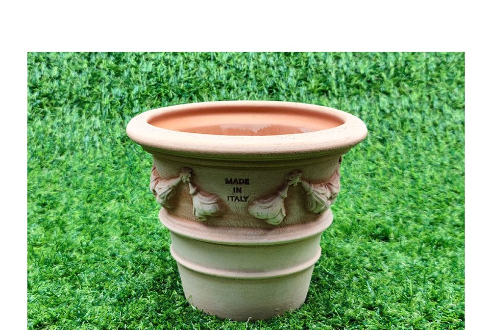 이탈리아 LS Rocco 수제 토분 리본장식 25x20cm/빈티지화분/토기화분/인테리어화분/토분/사무실화분/분재화