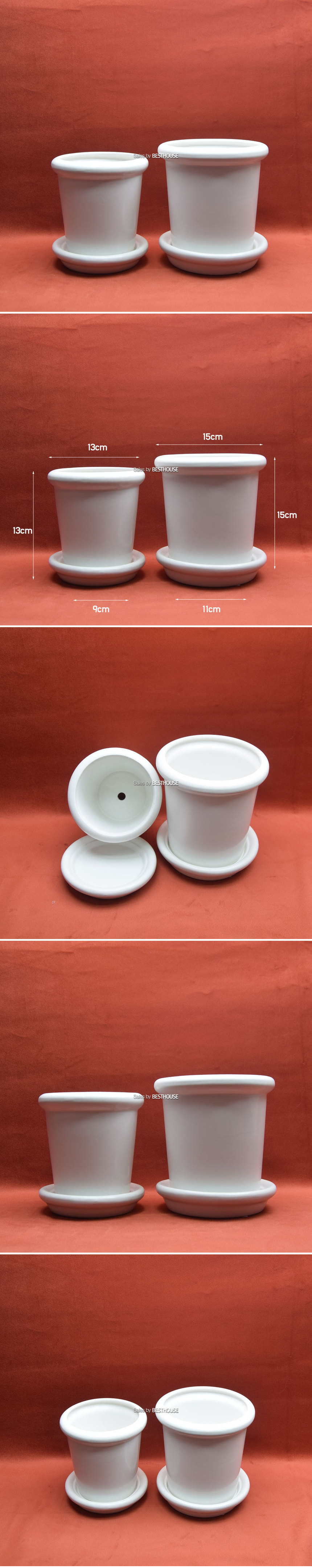 모던 도기 화이트 무광 링팟 화분 15x15cm/도자기화분/인테리어화분/심플한화분/깔끔한화분/도기화분/감성
