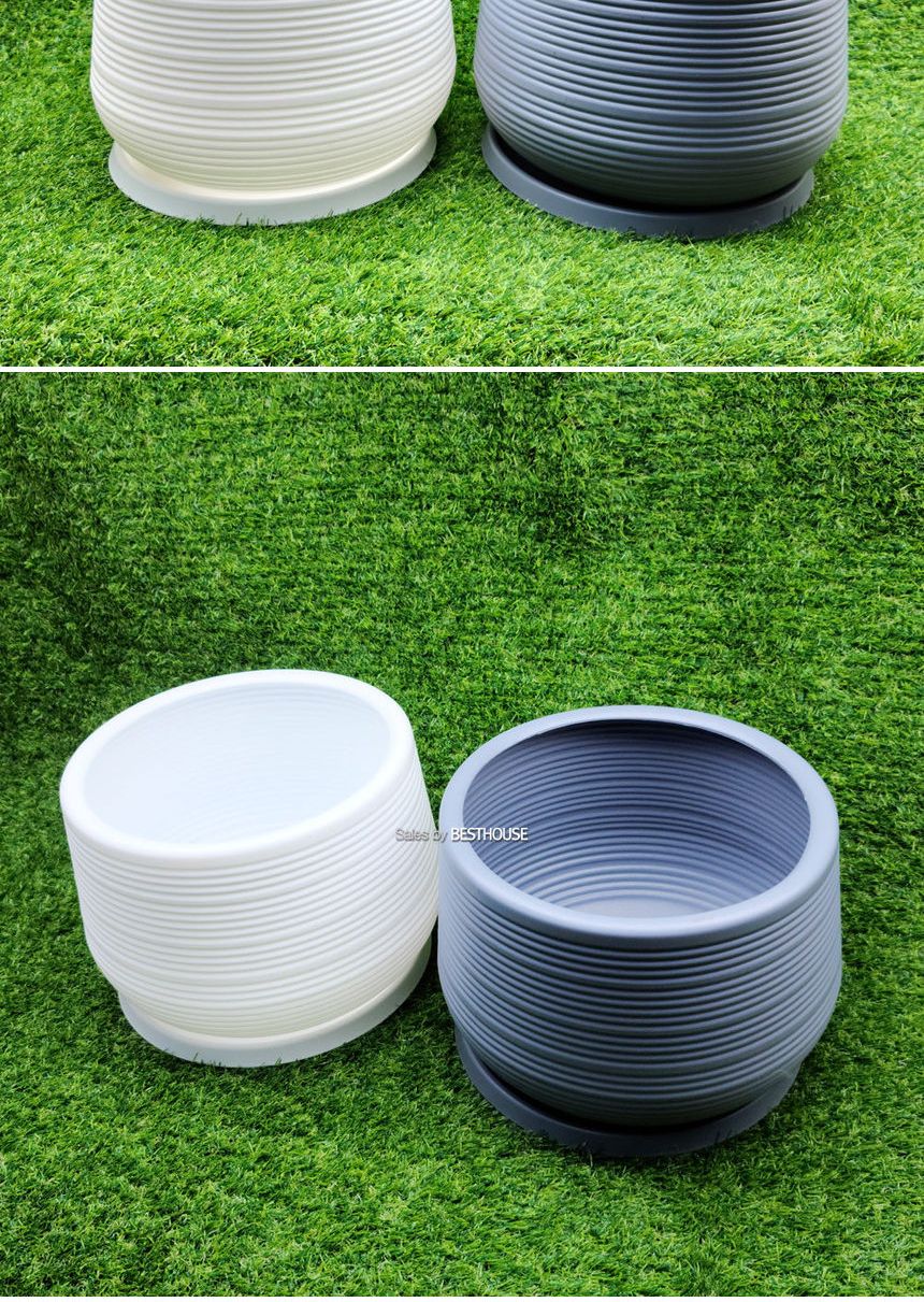 (화이트) 고강도 플라스틱 화분 단지형 23x17cm 미니/장식화분/디자인화분/실내화분/플라스틱화분/단지형화