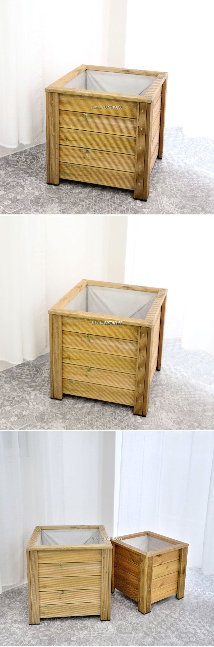 방부목 화분 도로화분 55x55x54cm/도로화분/야외화분/옥상텃밭/텃밭화분/대형화분/베란다화분/나무화분/사