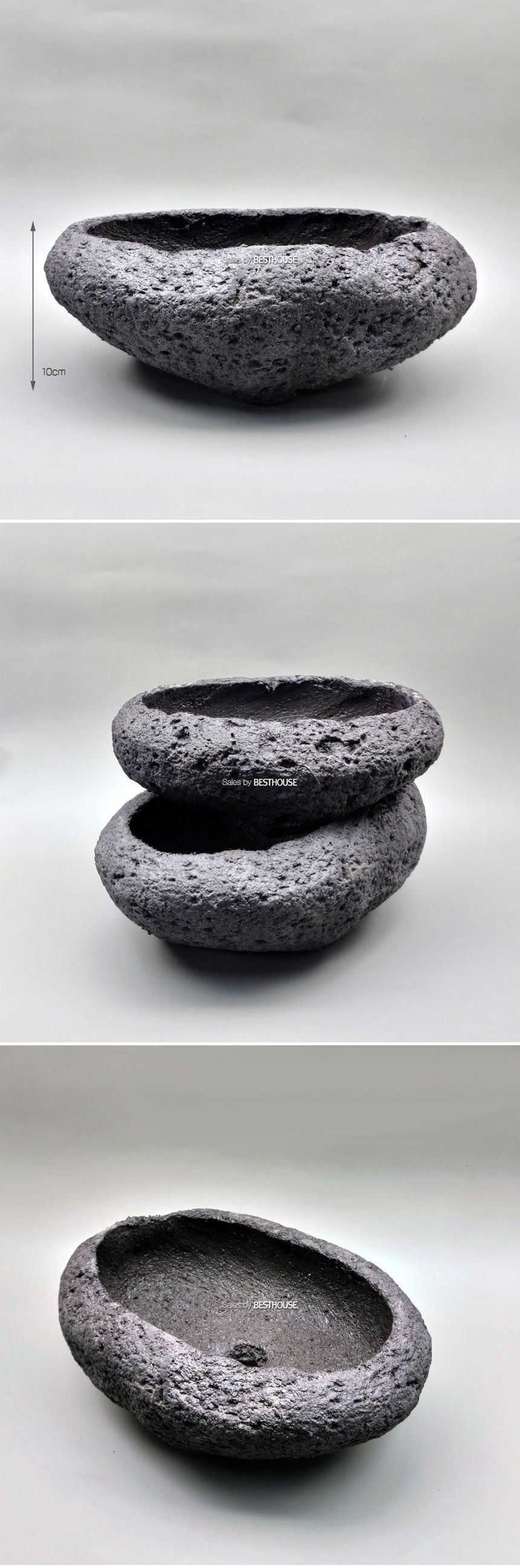 화산석 화분 - 타원 분재 소 22x12x10cm/베란다화분/미니화분/인테리어화분/미니꽃화분/미니조화화분/사무