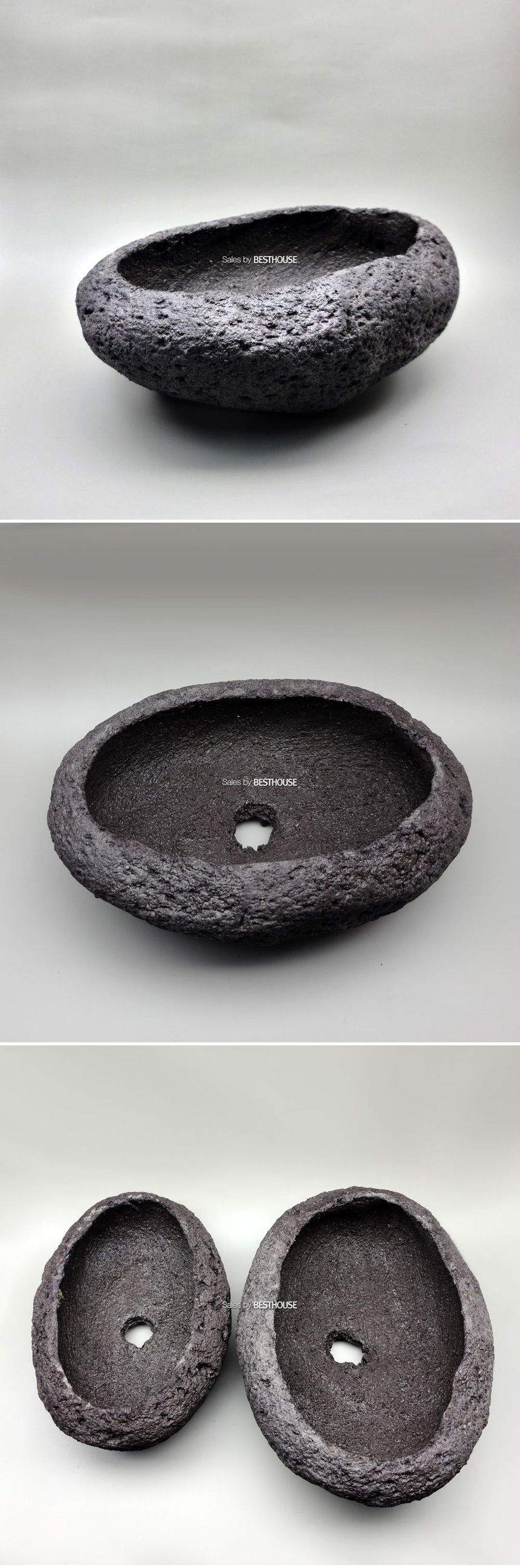 화산석 화분 - 타원 분재 소 22x12x10cm/베란다화분/미니화분/인테리어화분/미니꽃화분/미니조화화분/사무