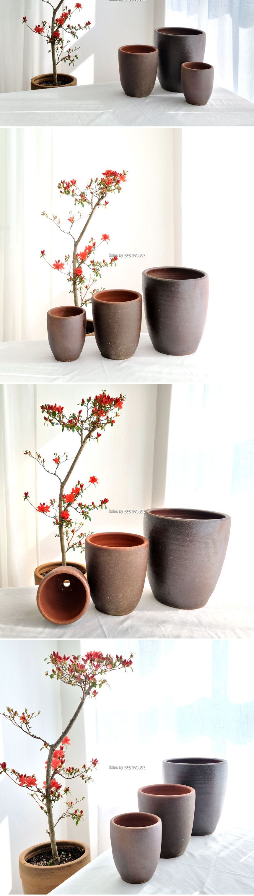3개셋트 옹기색 미분형 태국산 토분 TS3O/튼튼한화분/도자기화분/심플한화분/집들이화분/도자기공방/귀여운