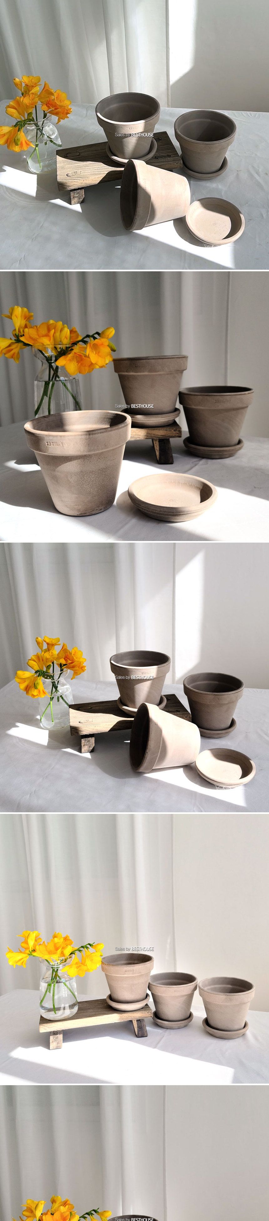 이태리 바소 모카 EV13x12cm+R11 받침 3개 셋트/장식화분/디자인화분/바소/기본형바소/실내화분/식물화분/