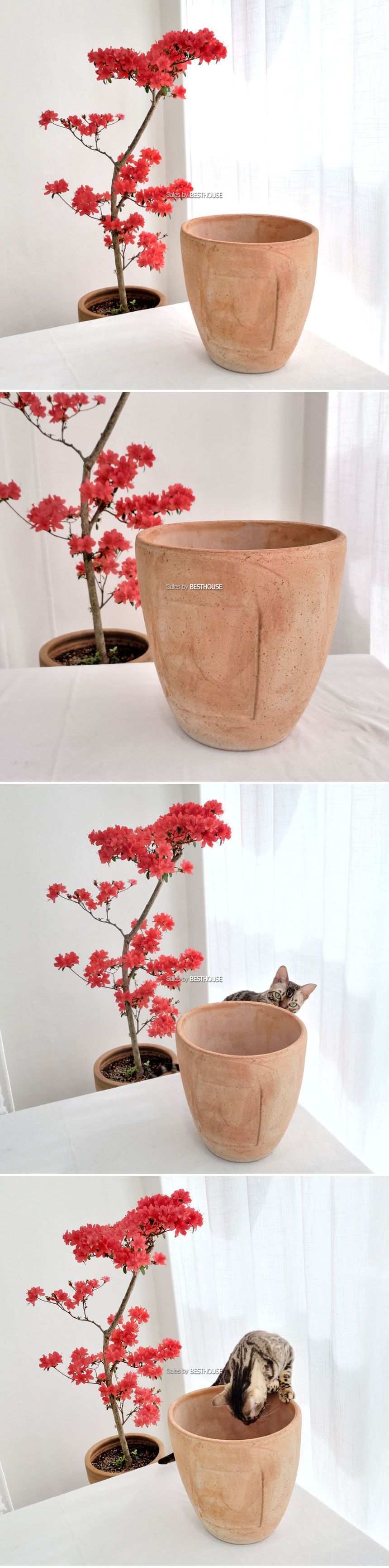 이탈리아 러스틱 수제 토분 원형 28x28cm/꽃화분/식물화분/원형화분/장식용화분/인테리어화분/토분/장식용