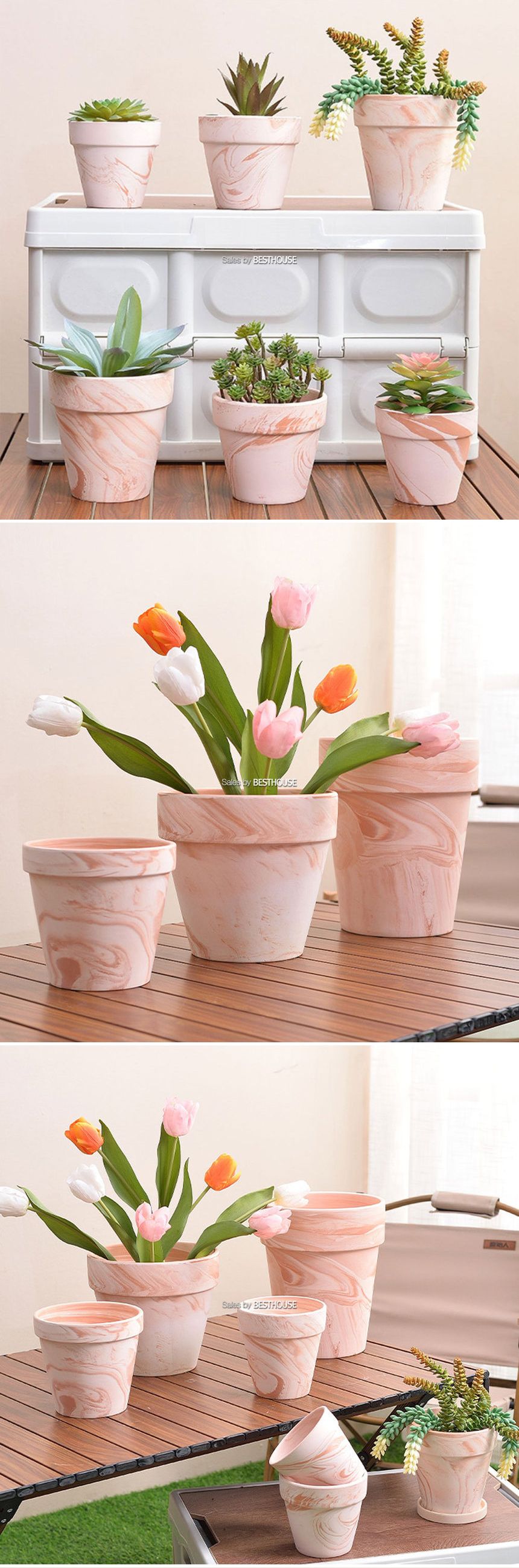 베하몰 화이트마블링 표준형 토분 20x18cm/빈티지화분/토분/빈티지토분/토기화분/인테리어화분/반려식물/꽃
