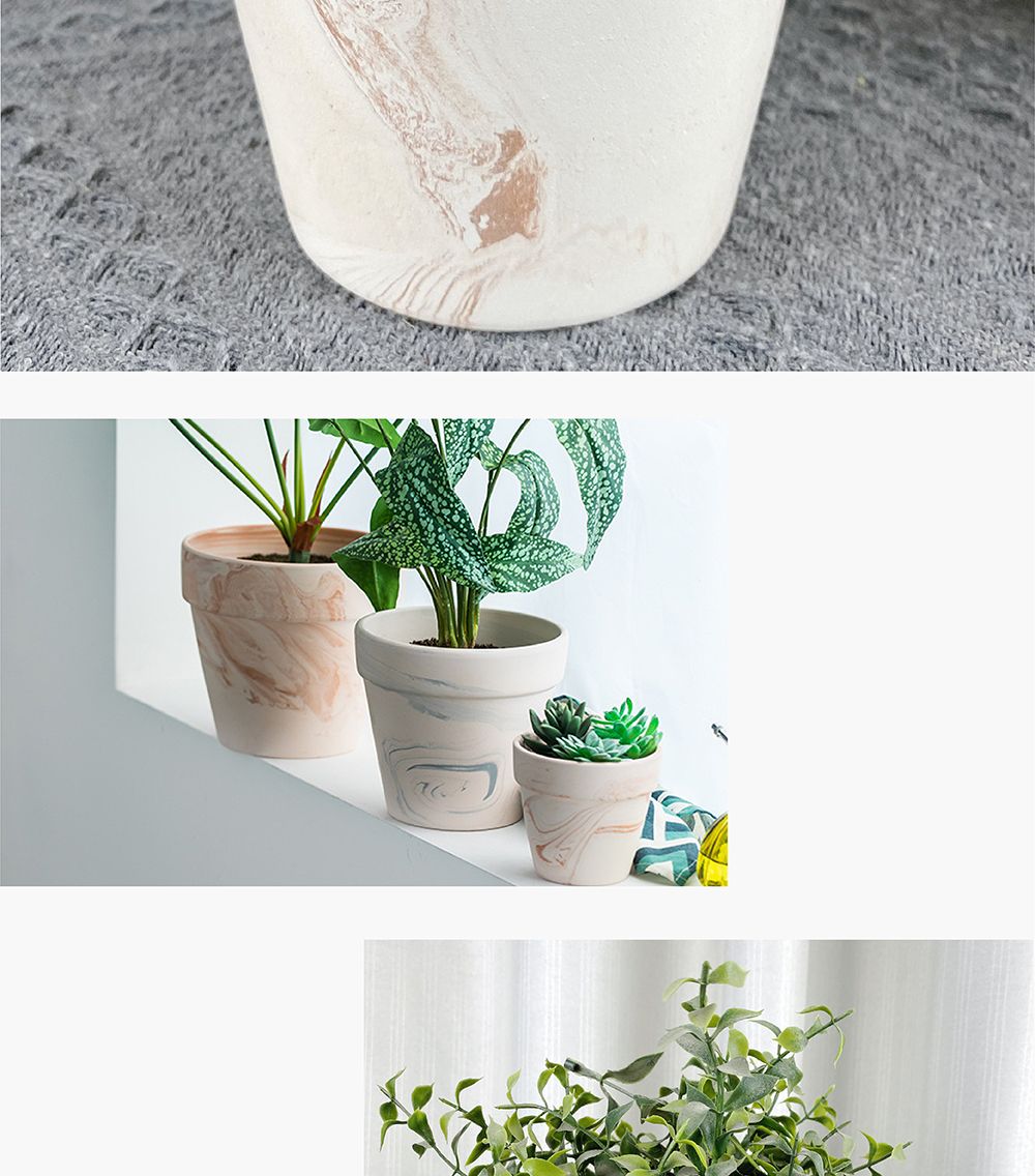 베하몰 화이트마블링 표준형 토분 16x13cm/빈티지화분/토분/빈티지토분/토기화분/인테리어화분/반려식물/꽃