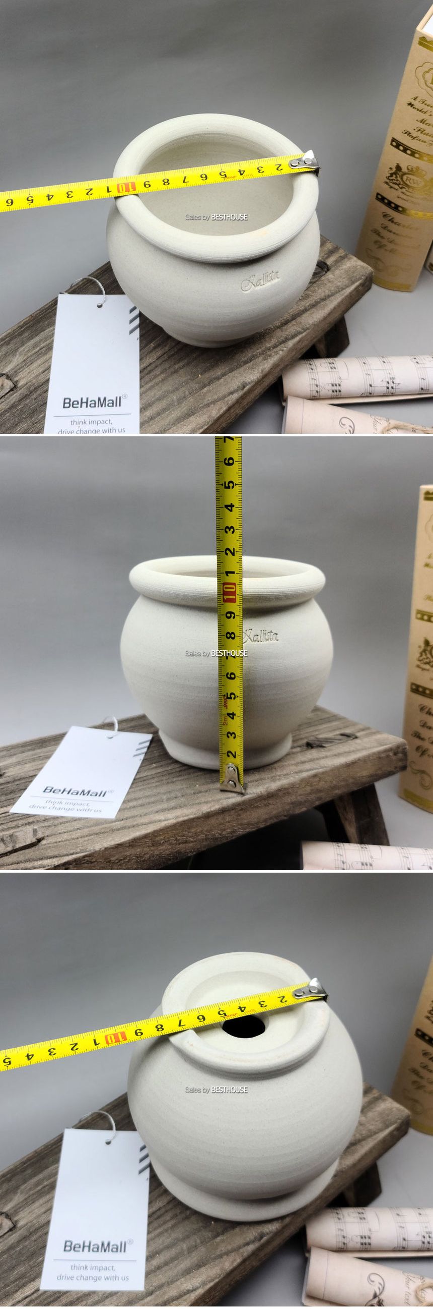 베하몰 수제토분 칼리스타 K05 플랫허니자 10x10cm/빈티지화분/토분/빈티지토분/토기화분/인테리어화분/반