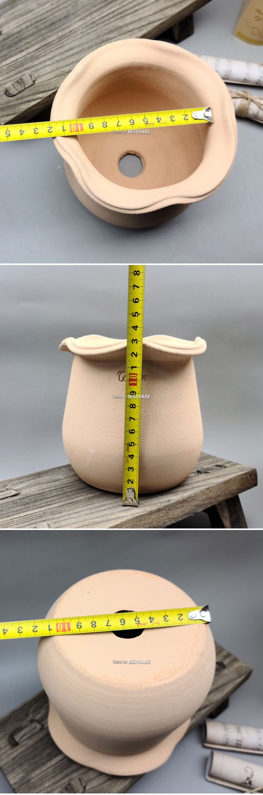 베하몰 수제토분 더칼론 T01 웨이브자 13x13cm/빈티지화분/토분/빈티지토분/토기화분/인테리어화분/반려식