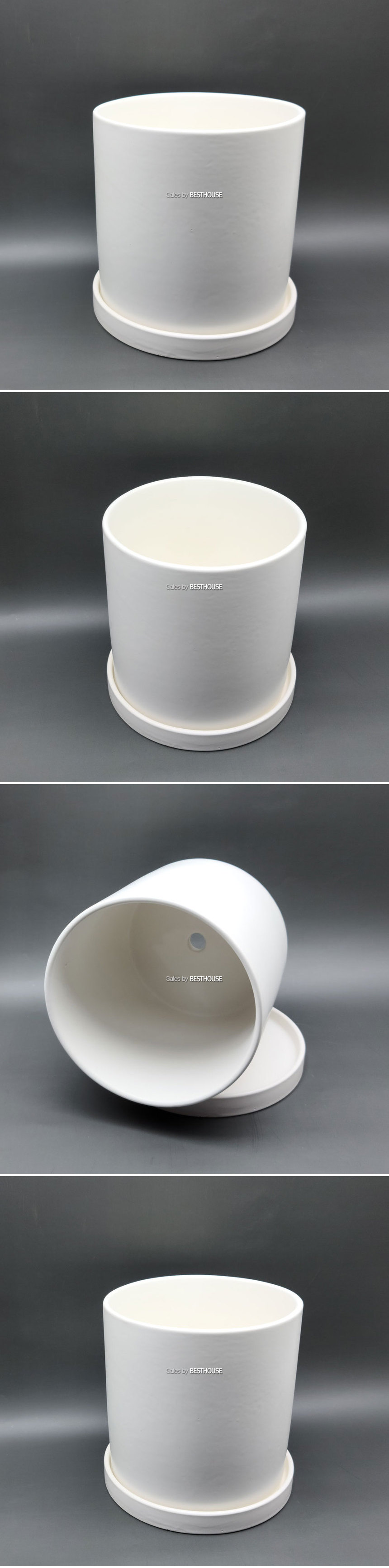 모던 도기 화분 무광 원통형 17x17cm 화이트 270w/화분/꽃화분/식물화분/플라워화분/꽃집화분/분배화분/인