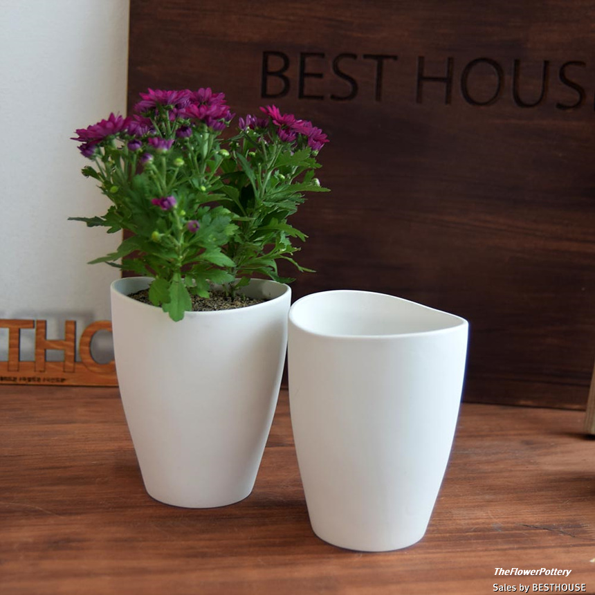 더플라워포터리 고강도 퓨어화이트 토분 표준형 8x8cm/화분/꽃화분/식물화분/플라워화분/꽃집화분/분배화분