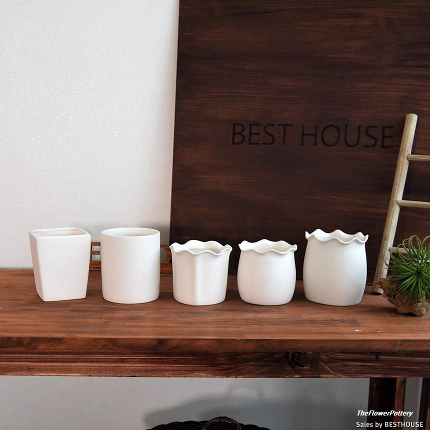 더플라워포터리 고강도 퓨어화이트 토분 표준형 8x8cm/화분/꽃화분/식물화분/플라워화분/꽃집화분/분배화분