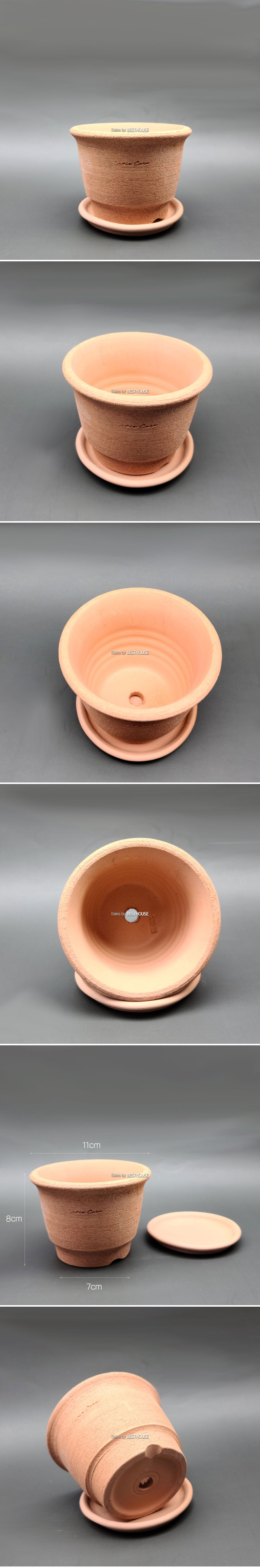 베트남 토분 화분 링실린더 TE11 11x8cm 받침셋트/꽃화분/식물화분/흙화분/심플화분/토분/장식용토분/인테