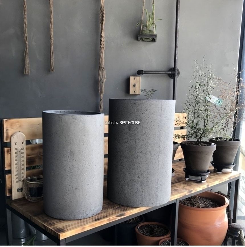 2개셋시멘트 화분 C2S01 원통형 21x35 27x40cm 그레이/화분/꽃화분/식물화분/플라워화분/꽃집화분/분배화분
