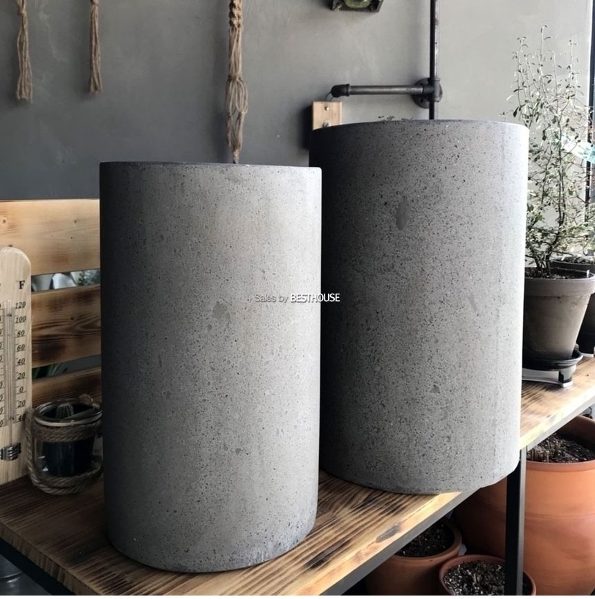 2개셋시멘트 화분 C2S01 원통형 21x35 27x40cm 그레이/화분/꽃화분/식물화분/플라워화분/꽃집화분/분배화분