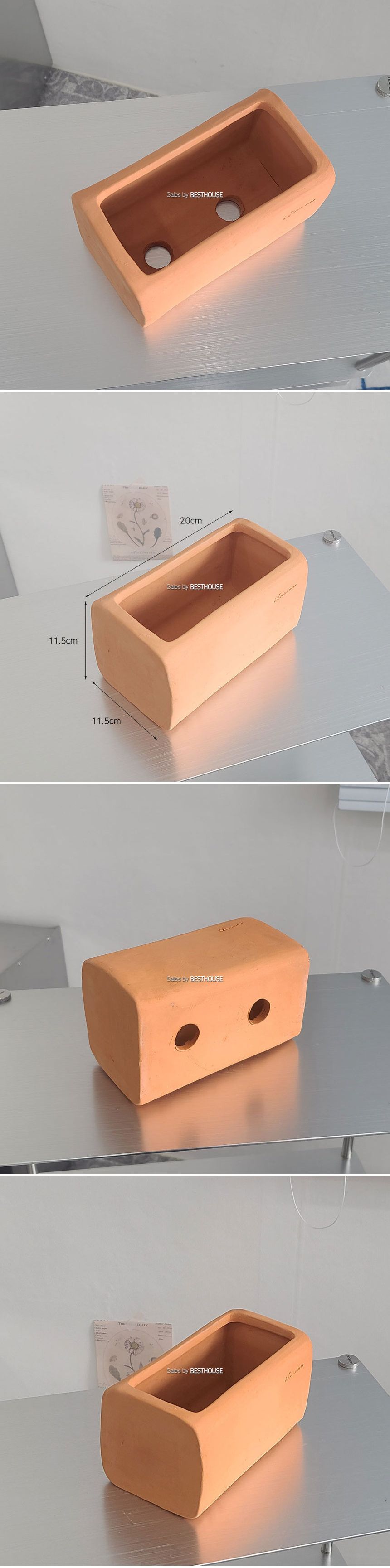 테라원 수제 라운드 사각 토분 20x11x11cm/미니화분/꽃화분/베란다화분/화분/미니화분/인테리어토분/분갈이