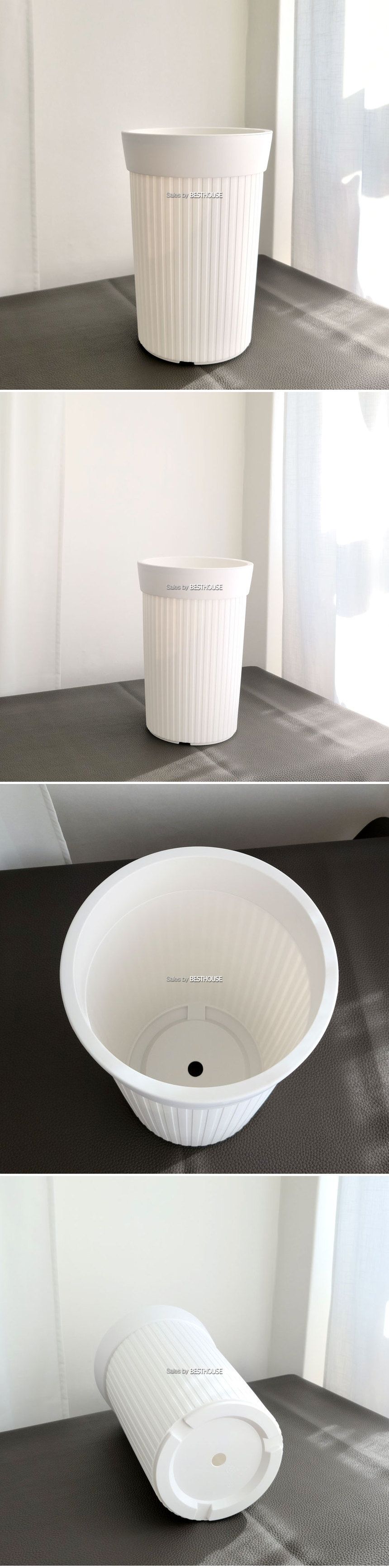 고강도 플라스틱화분 세로줄롱팟 29x50cm 화이트/화분/가벼운화분/플라스틱화분/꽃화분/식물화분/플라워화