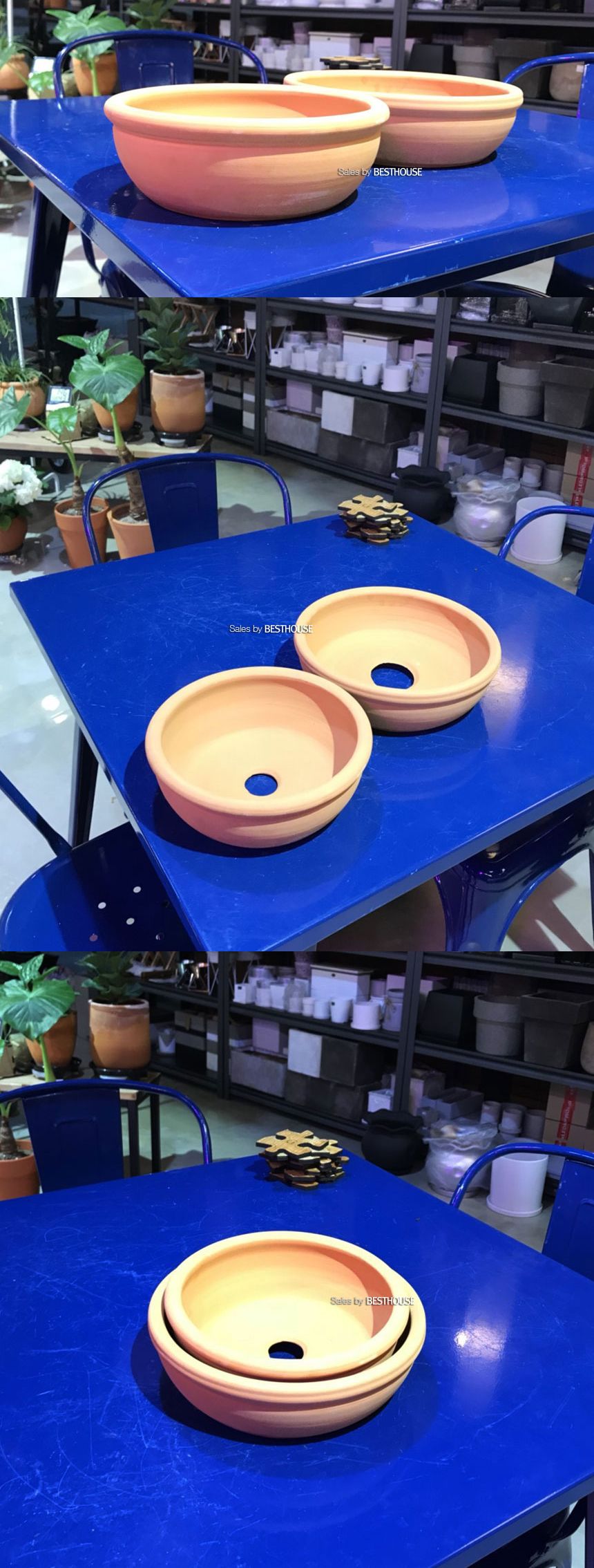 국산 수제 황토빛 라운드 분재형 토분 26x9cm/흙화분/앤틱화분/엔틱화분/수제토분/분재화분/분재용화분/분