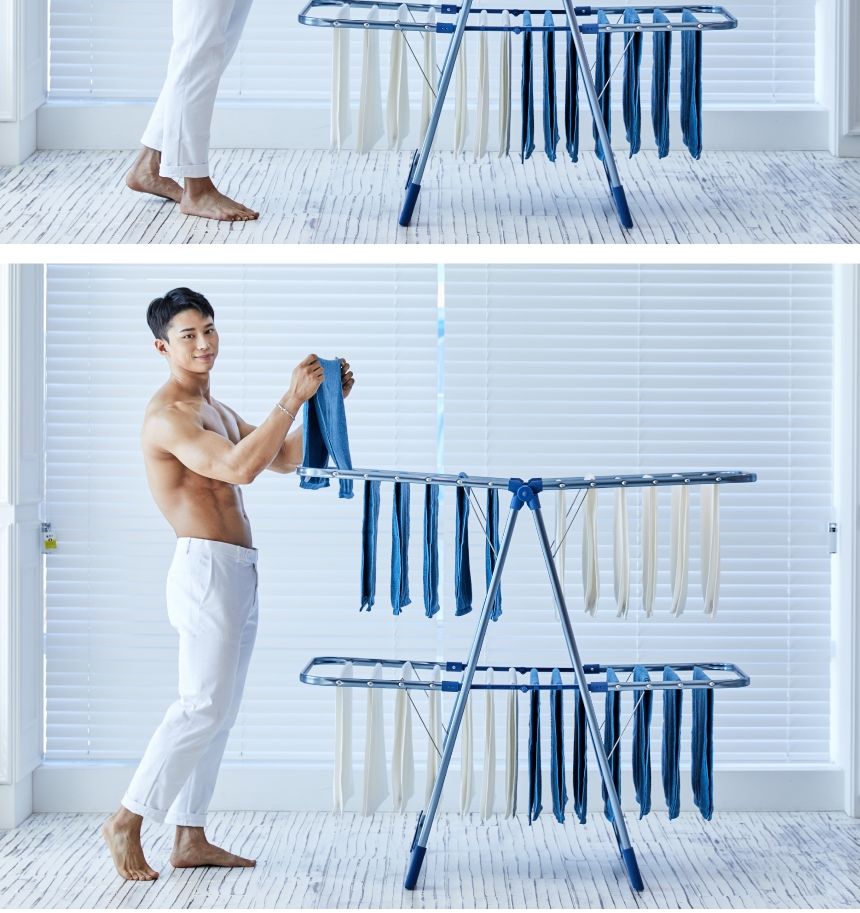 건조남 메탈블루 4단 특대 빨래행거 튼튼한 수건 이불 접이식건조대 빨래행거 빨래건조 실내건조대 빨래건조대 건조대 세탁건조대 옷걸이건조대 4단빨래행거 4단빨래건조대