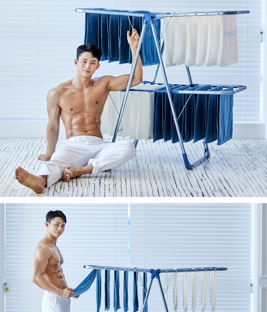 건조남 메탈블루 4단 특대 빨래행거 튼튼한 수건 이불 접이식건조대 빨래행거 빨래건조 실내건조대 빨래건조대 건조대 세탁건조대 옷걸이건조대 4단빨래행거 4단빨래건조대