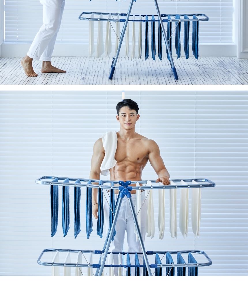 건조남 메탈블루 4단 특대 빨래행거 튼튼한 수건 이불 접이식건조대 빨래행거 빨래건조 실내건조대 빨래건조대 건조대 세탁건조대 옷걸이건조대 4단빨래행거 4단빨래건조대