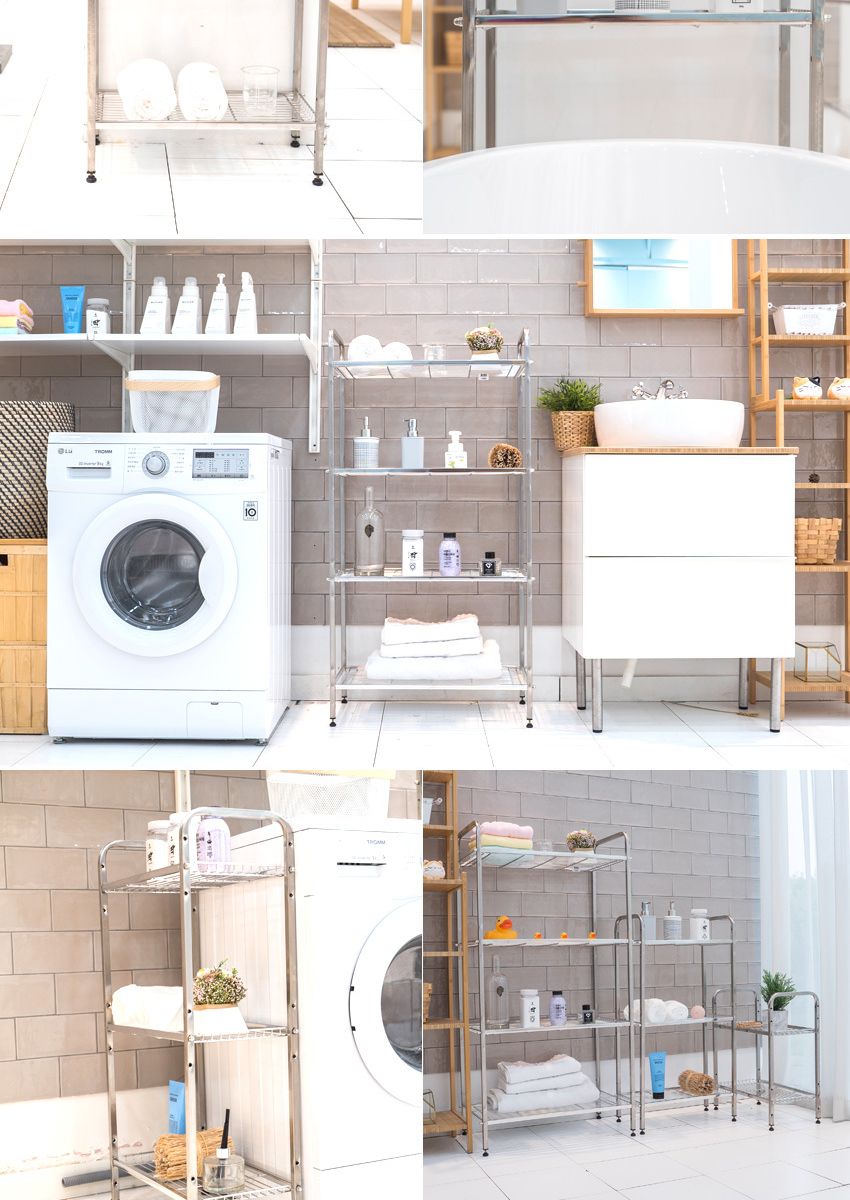 올스텐 선반 3단 740x350x840 화장실 수납정리 다용도 철제선반 수납선반 베란다선반 화장실선반 욕실용 심플선반 스테인리스선반 정리용품 정리선반 진열대 소품정리