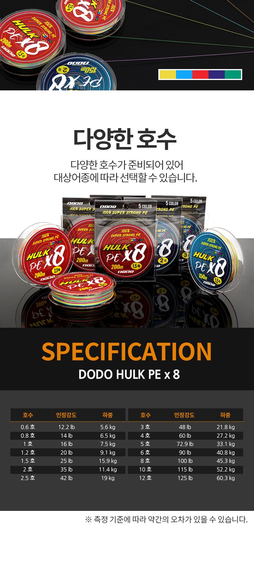 도도 헐크 8합사 오색 200m 1.5호 낚시줄 광어 낚시줄 낚시용줄 낚시도구 낚시악세사리 합사줄 낚시합사줄 낚시용합사줄 합사낚시줄 낚시릴줄 합사릴줄