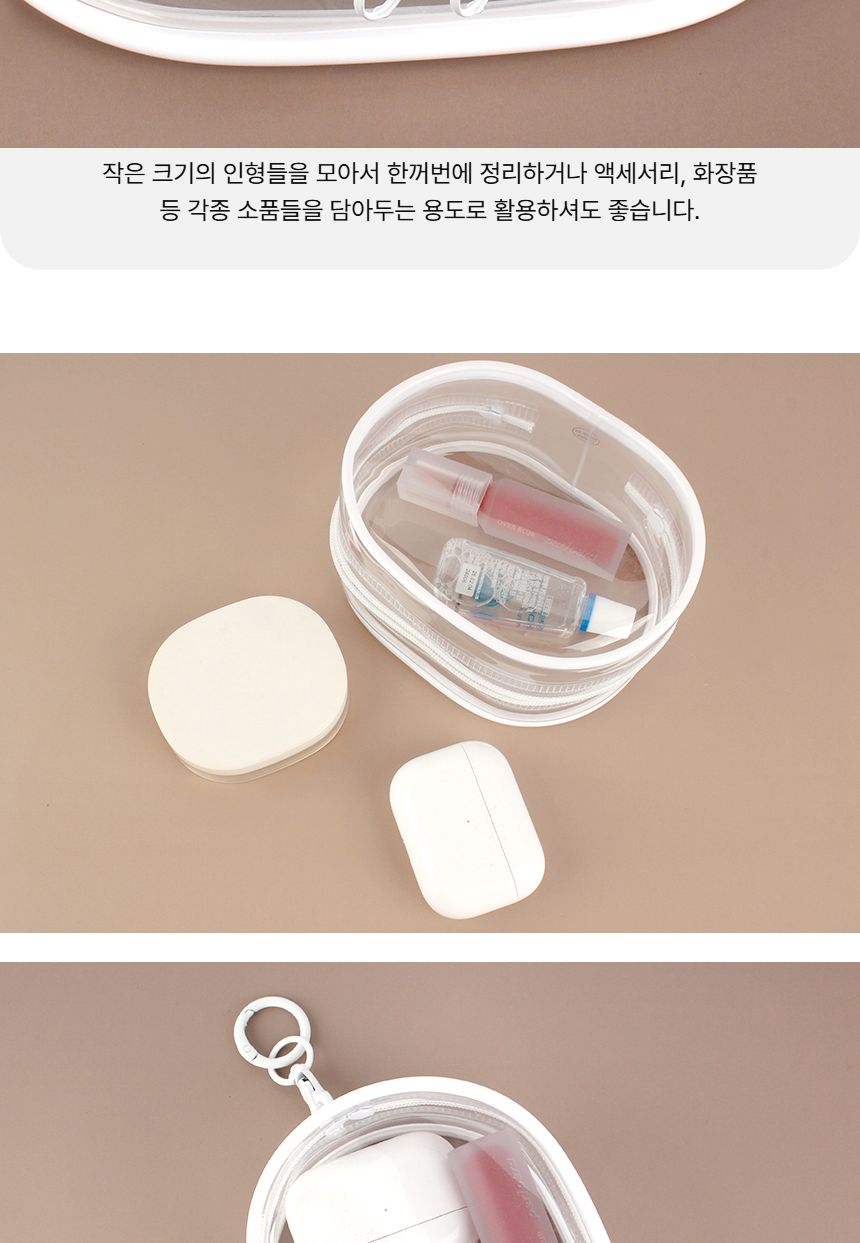 인형 파우치 미니 투명 PVC 파우치백 원형 파우치백 가방장식품 방수파우치 보관케이스 보관파우치 소품보관