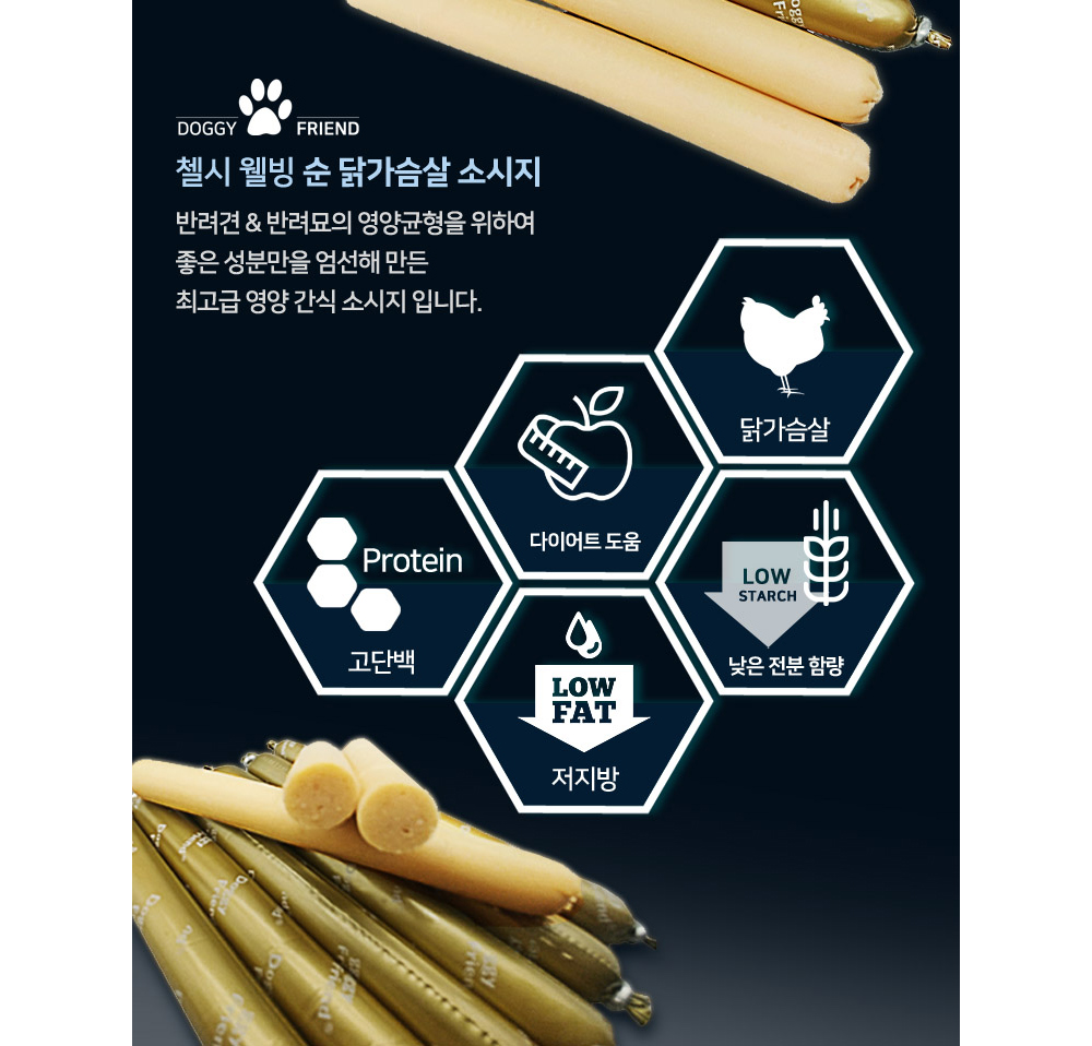 첼시 프리미엄 닭가슴살 소세지 덕용(1BOX)120p/강아지소세지/반려견소세지/강아지소시지/반려견소시지/강