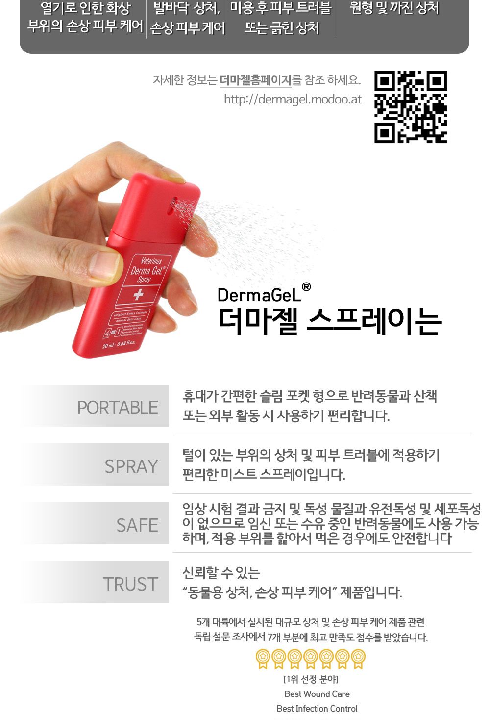 더마젤 스프레이20ml(상처 스킨케어치료제)/더마젤/애완더마젤/동물더마젤/반려더마젤/펫더마젤/분사더마젤