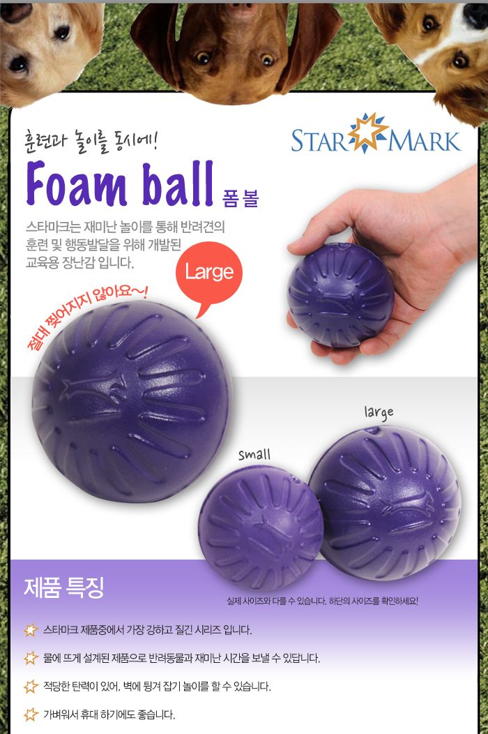 판타스틱 폼볼L(퍼플)/강아지용품/강아지장난감/반려동물장난감/반려견장난감/강아지놀이/애견장난감/훈련