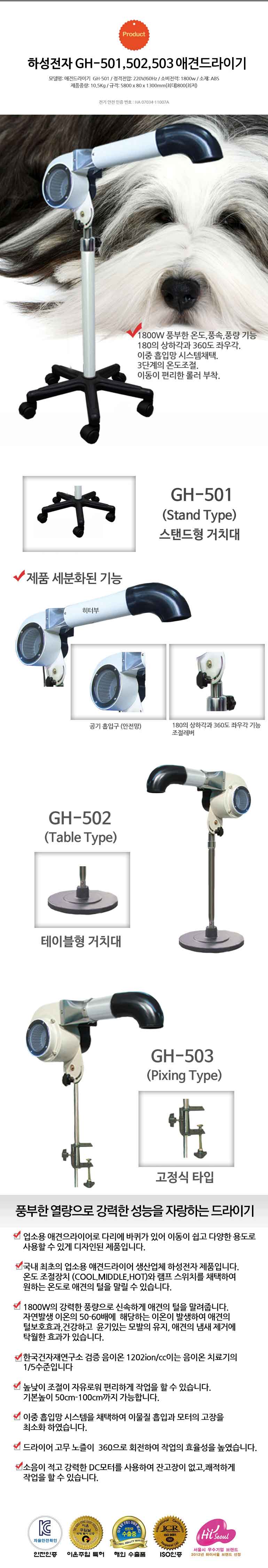 전문가용 스텐드 드라이기 (GH-501)/애견드라이기/애완견드라이기/강아지드라이기/애견드라이어/강아지드라
