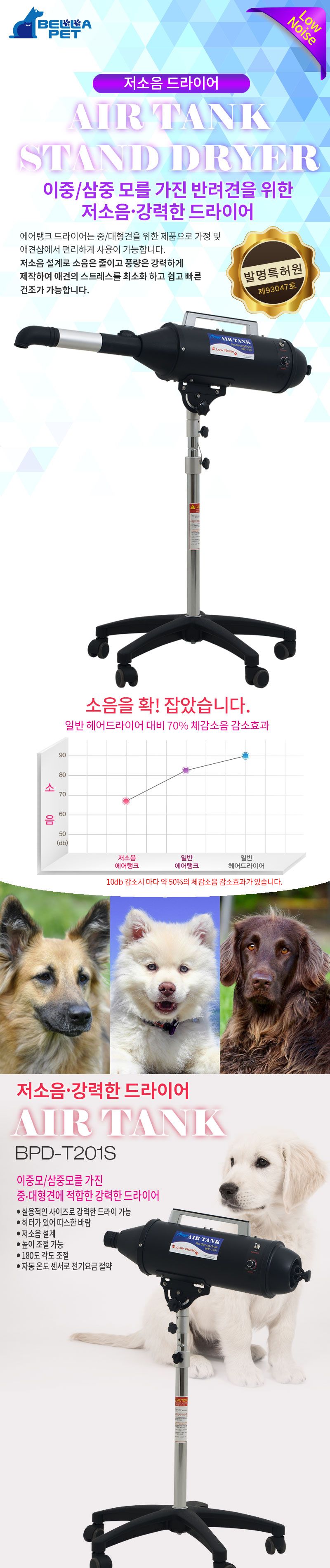 벨라펫 에어탱크 스탠드 드라이어(BPD-T201S)/드라이기/애완드라이기/동물드라이기/펫드라이기/애견드라이