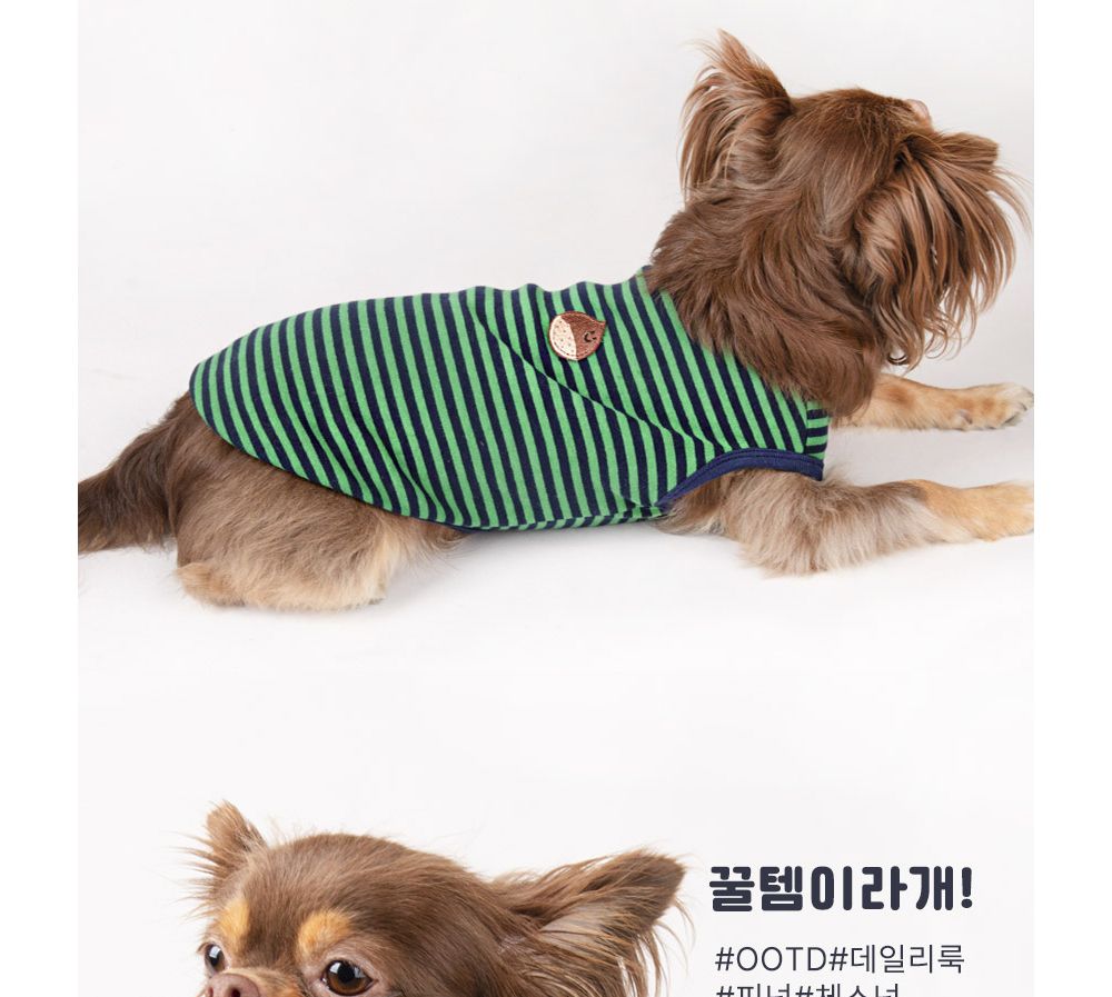 스트라이프 티셔츠(체스넛)/강아지티셔츠/강아지티/반려견티/반려견티셔츠/반려견산책옷/강아지산책옷/개산
