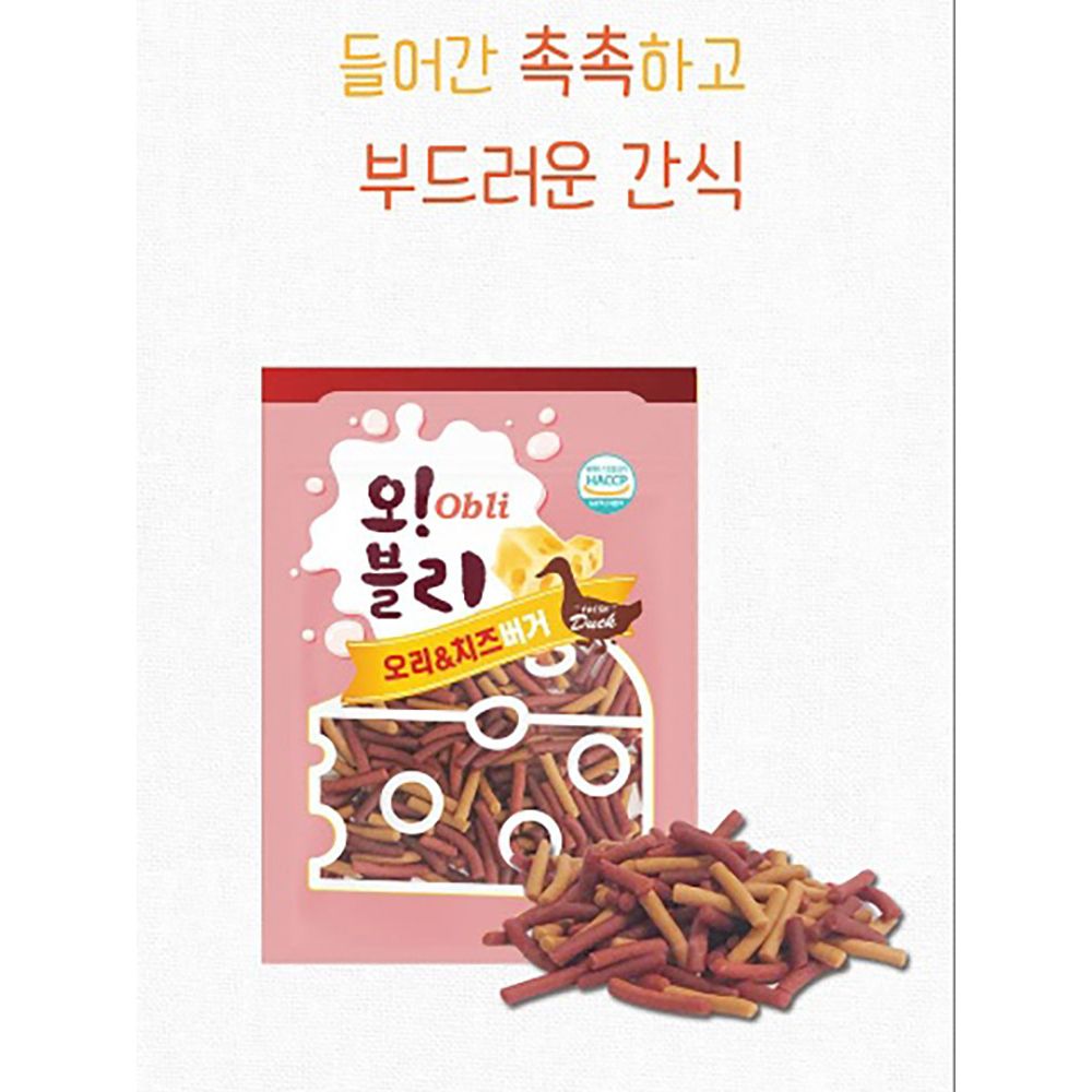 오블리 오리치즈버거100gX80개(1박스)/오리치즈버거/버거/버거간식/강아지버거/애완동물간식/반려동물간식/