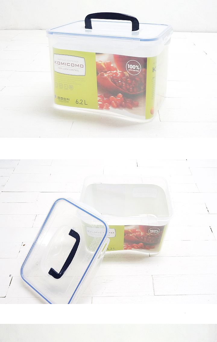 코미코모 밀폐용기 6.2L 밀폐용기 반찬통 플라스틱용기 반찬보관 사각용기 음식보관 식재료보관 주방정리 음식보관용기 주방보관용기 손잡이밀폐용기 손잡이플라스틱밀폐용기