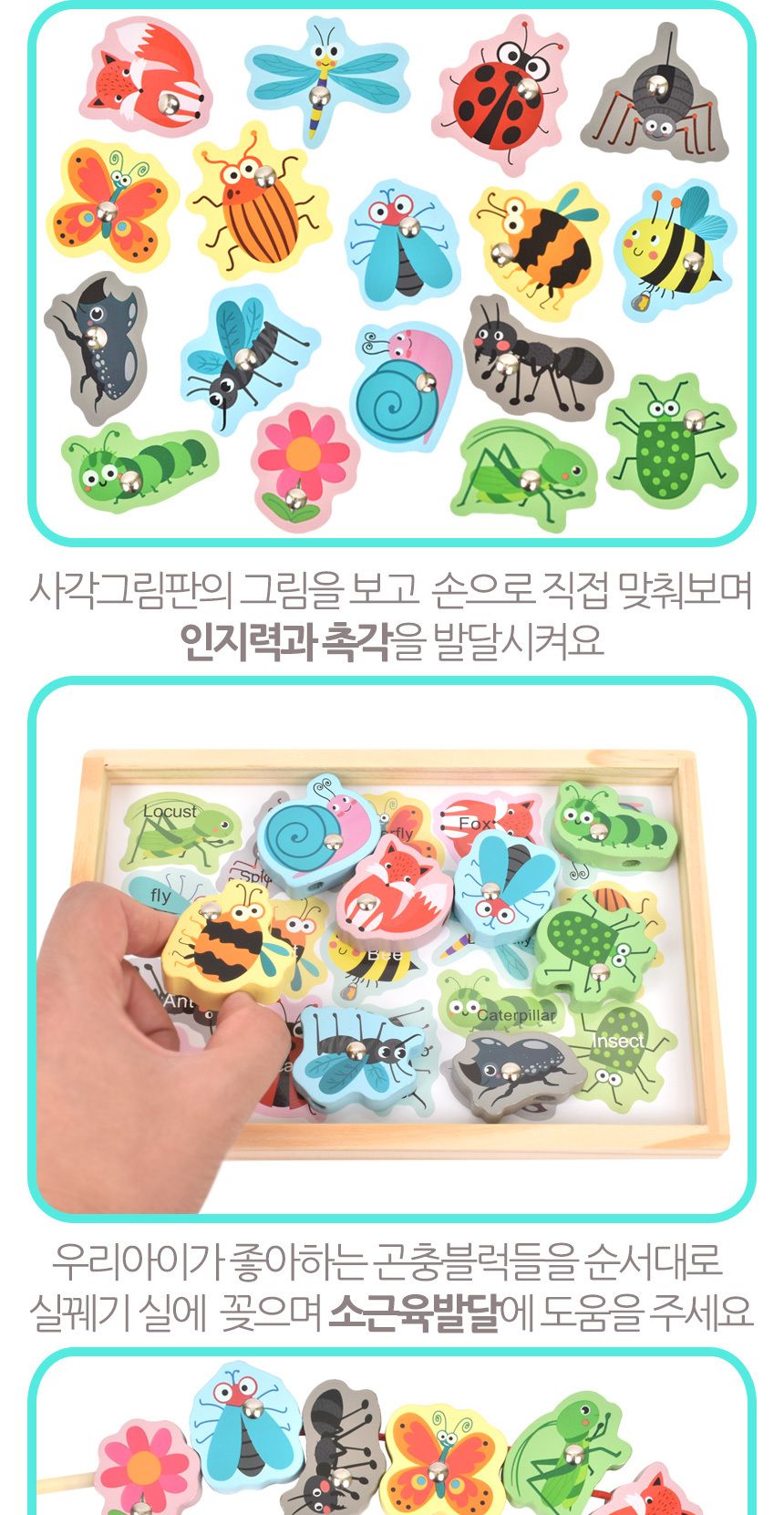오즈토이 목제 블럭 실꿰기 자석 낚시놀이 교구 곤충 g1018-6 블록 영어 그림 교재 장난감 어린이장난감 낚시장난감 자석낚시놀이 아동장난감 유아장난감 완구 낚시놀이 블록장난감 목제블럭장난감 목제블럭영어장난감