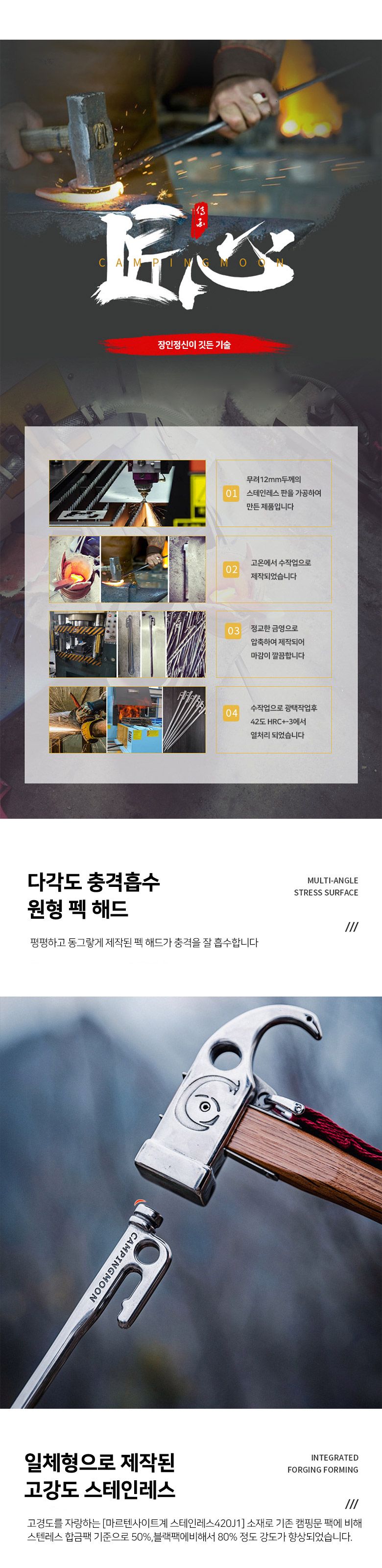 캠핑문 고강도 PRO2 스테인레스 단조팩세트 캠핑용품 캠핑단조팩 텐트단조팩 타프팩 스텐단조팩 타프용품