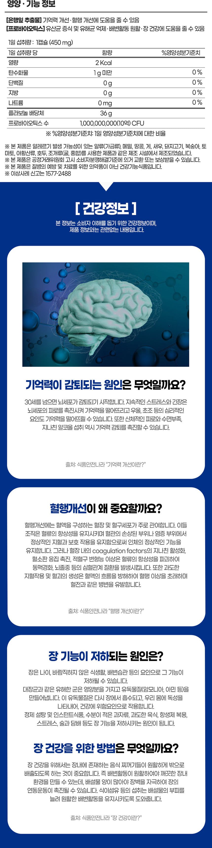 내츄럴플러스 기억력케어 앤 유산균 450mg 30캡슐 기억력프로바이오틱스 기억력유산균 유산균제 프로바이오틱 프로바이오틱스 유산균 영양제 유산균영양제 영양보조식품