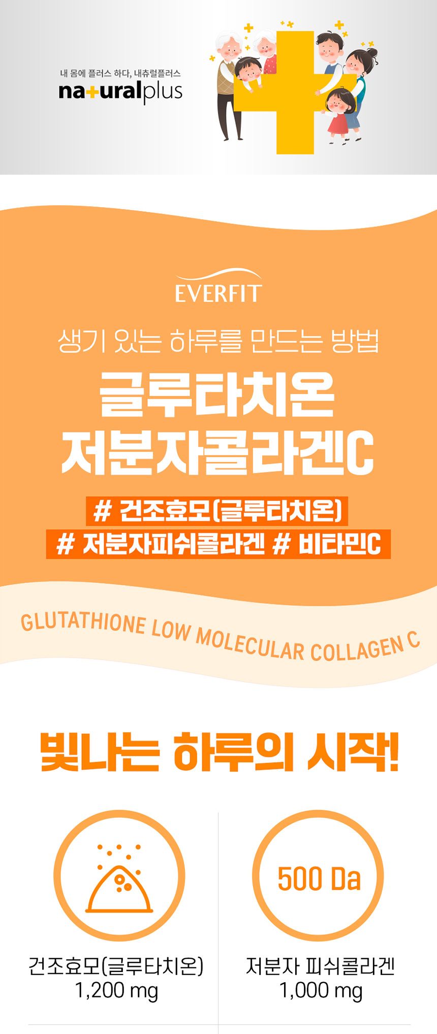 내츄럴플러스 - 에버핏 글루타치온 저분자 콜라겐C 4g x 30포 콜라겐 콜라겐영양제 스틱콜라겐 몸에좋은콜라겐 가족콜라겐 어른콜라겐 영양제 어른영양제 가족영양제 몸에좋은영양제