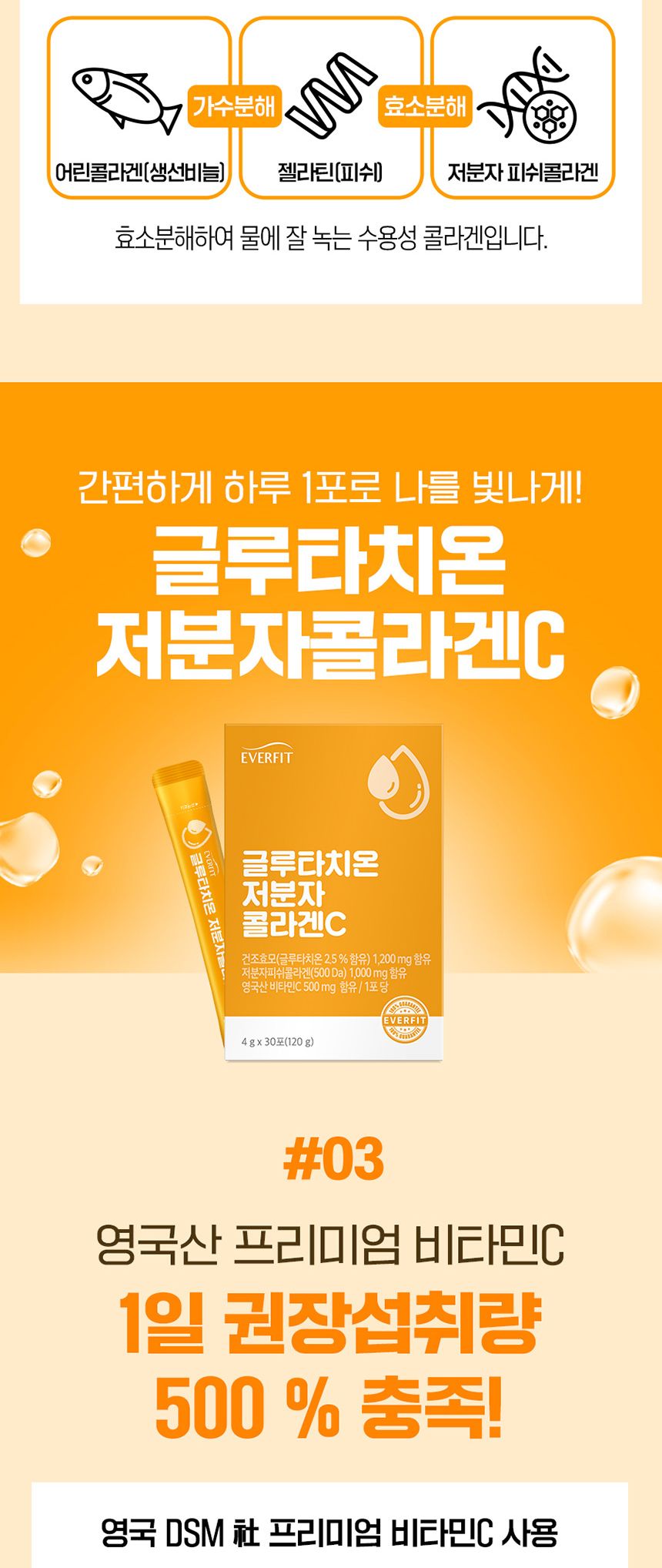 내츄럴플러스 - 에버핏 글루타치온 저분자 콜라겐C 4g x 30포 콜라겐 콜라겐영양제 스틱콜라겐 몸에좋은콜라겐 가족콜라겐 어른콜라겐 영양제 어른영양제 가족영양제 몸에좋은영양제
