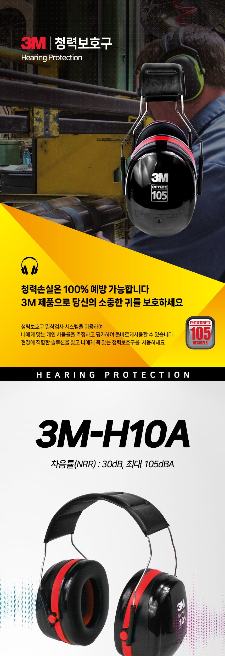 3M 청력보호구 3M H10A 귀마개 헤드셋귀마개 방음헤드셋 소음차단헤드폰 방음귀덮개 소음방지헤드셋