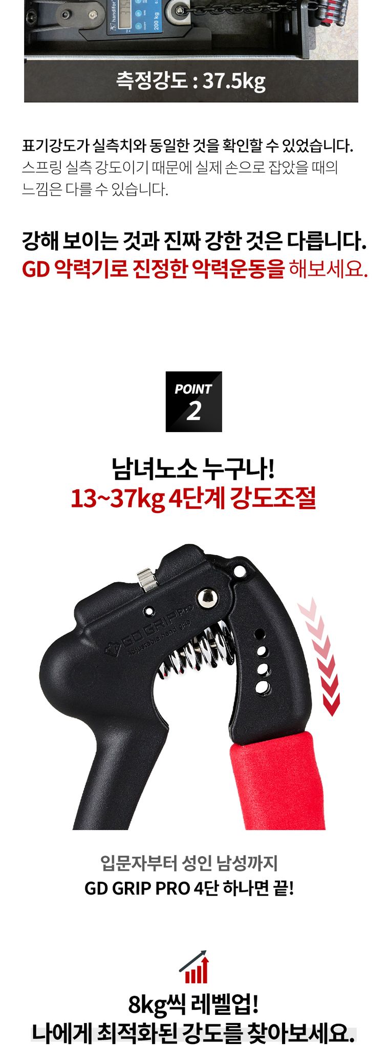 GD GRIP PRO 4단 헬스용품 완력기 악력기 악력강화운동 손지압기 실내용운동기구 스포츠완력기 손완력기 손운동 손근력강화 헬스용완력기
