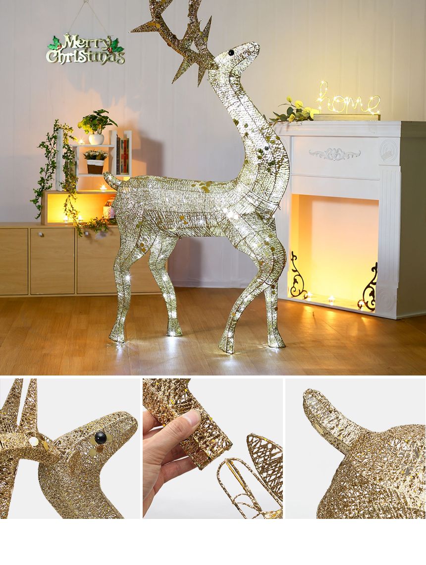 140cm LED 럭셔리 크리스마스 사슴 장식 골드/크리스마스장식/크리스마스소품/사슴장식/크리스마스인테리어