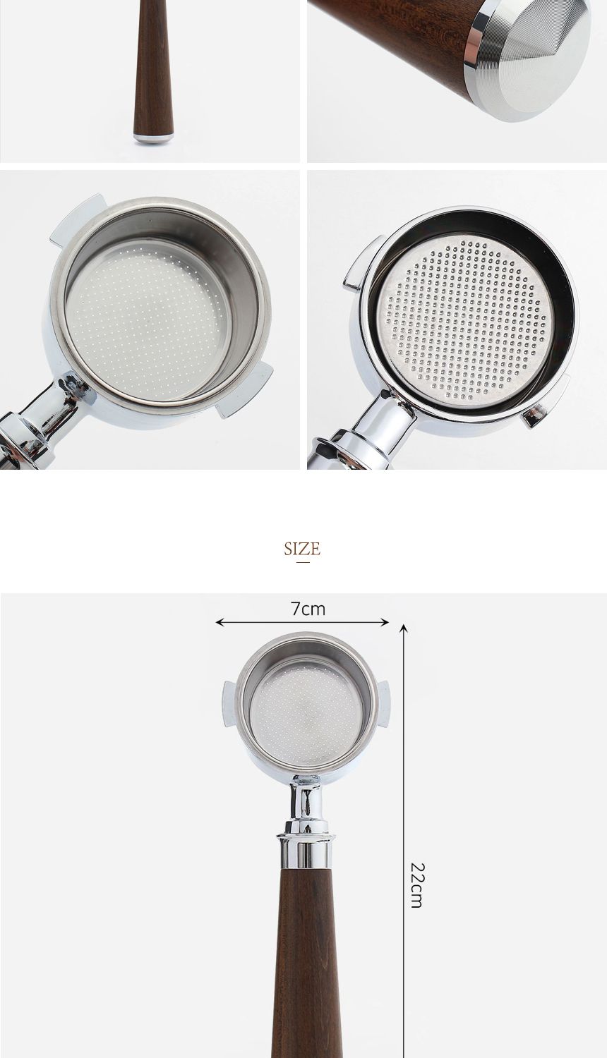 51mm 바리스타 바텀리스 포터필터(마호가니) (월넛)/바텀리스포터필터/필터/포터필터/커피필터/커피포터필