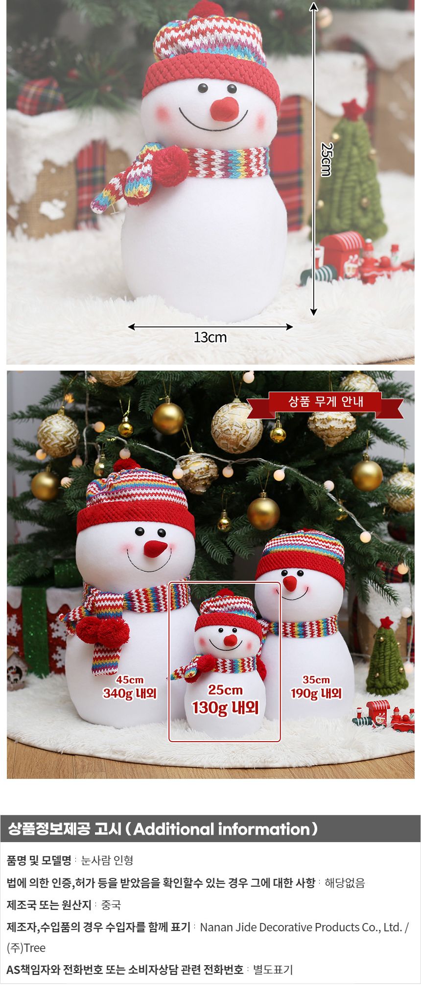 25cm 빨간모자 동글 눈사람/크리스마스장식/크리스마스/성탄절장식/크리스마스데코/크리스마스소품/크리스