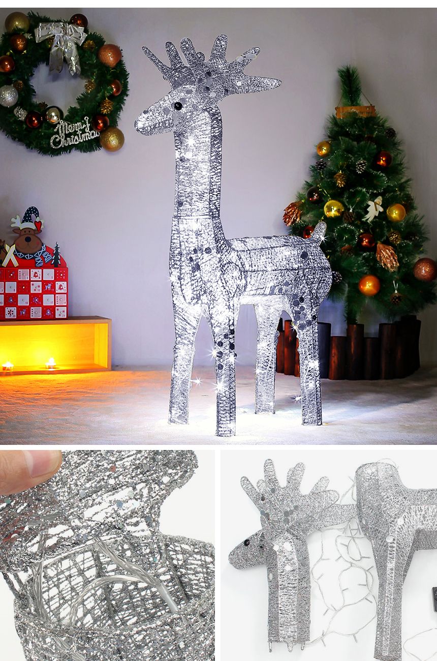 110cm LED 반짝반짝 루돌프 사슴 장식 실버/크리스마스장식/크리스마스소품/사슴장식/크리스마스인테리어사